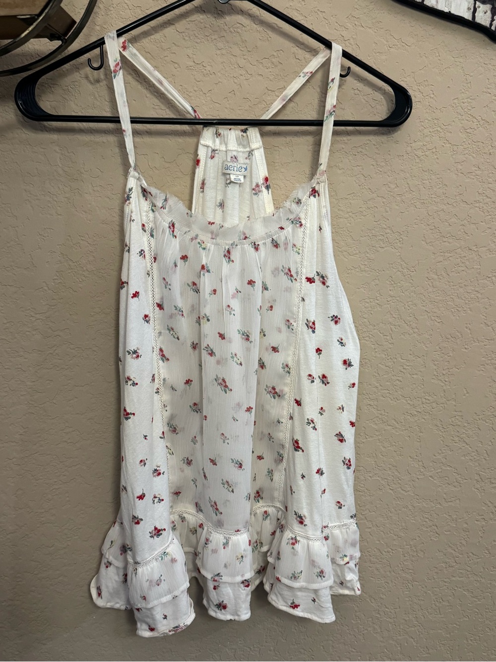 aerie White Floral Ruffle Tiered Cami - Picture 2 of 2